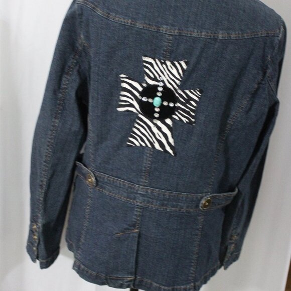 Dorothy's Creation Denim Jacket with Zebra Accents - Picture 4 of 7